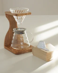 Kaffebryggersæt i oliventræ