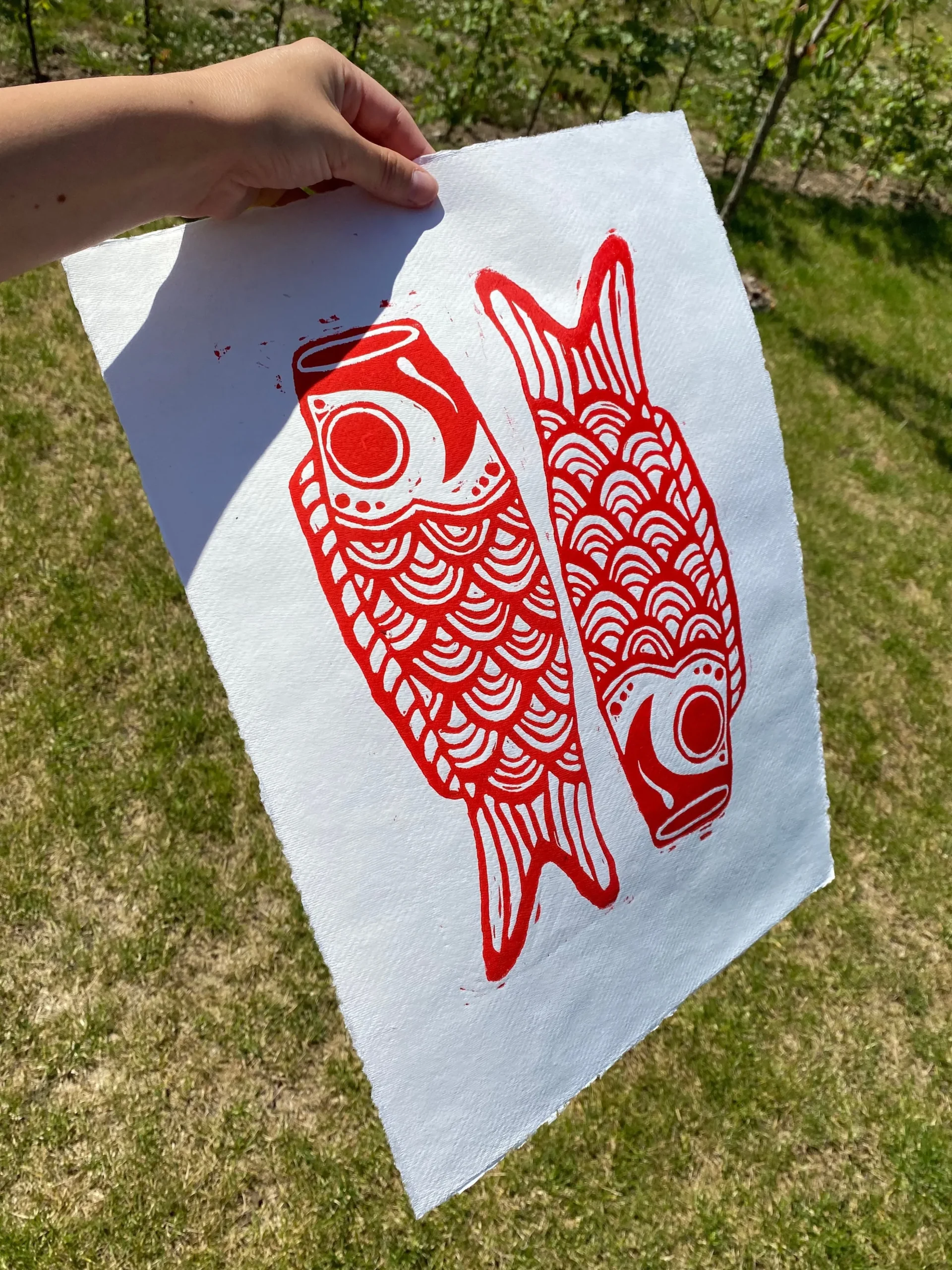 Koinobori (linoleumstryk)