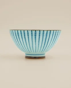 Skål med lyseblå, elegante striber