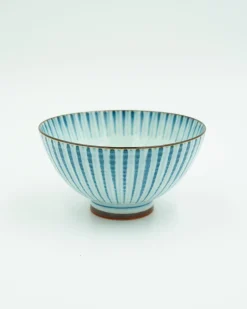 Skål med lyseblå, elegante striber